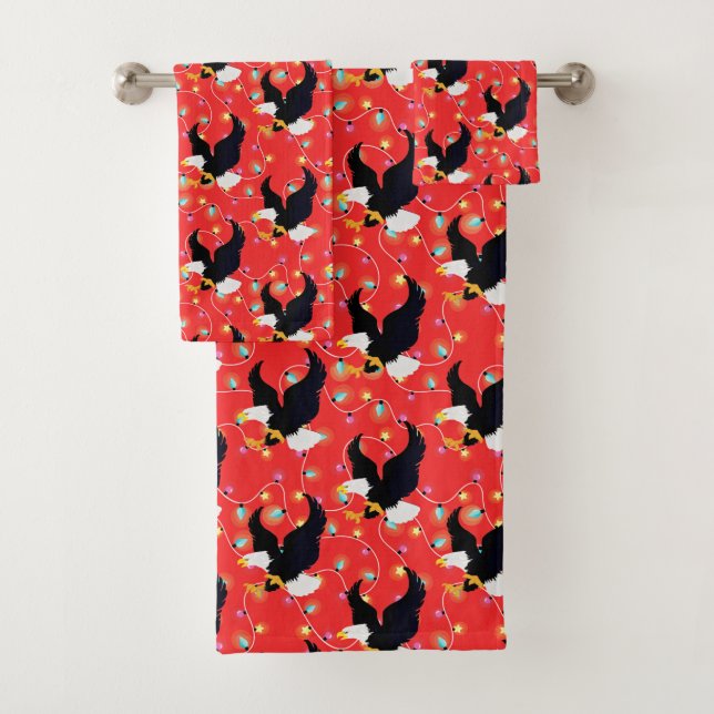 Conjunto De Toalhas Águia Americana Com Luzes De Natal (Insitu)