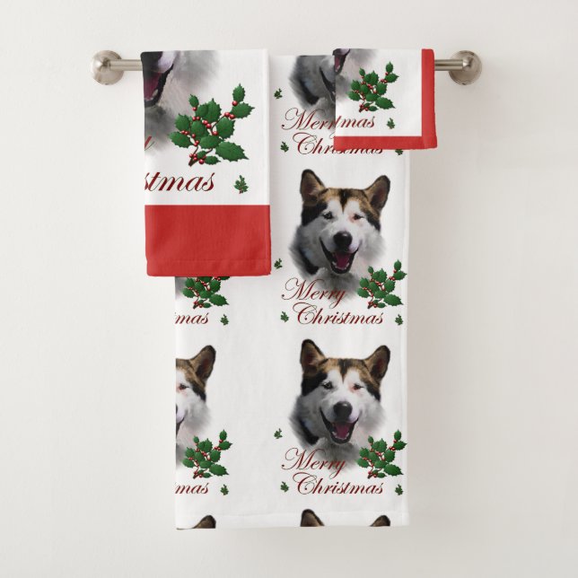 Conjunto De Toalhas Alaskan Malamute Natal (Insitu)