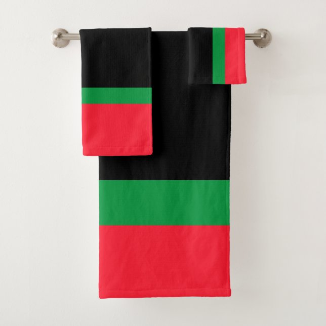 Conjunto De Toalhas Algodão de Poli Preto Vermelho  (Insitu)