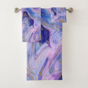 Conjunto De Toalhas Algodão Etéreo Mármore Fantasia em Aquarela