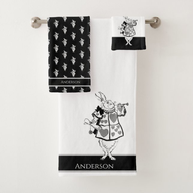 Conjunto De Toalhas Alice no País das Maravilhas Rabbit Branco Banheir (Insitu)