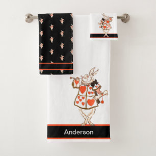 Conjunto De Toalhas Alice no Wonderlan White Rabbit Black White Ba