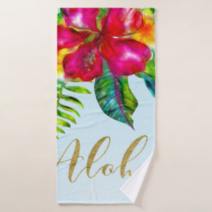 Conjunto De Toalhas Aloha Bright Electric Pop Tropical Floral