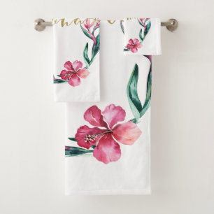 Conjunto De Toalhas Aloha Summer Floral Hibiscus Flower Wreath