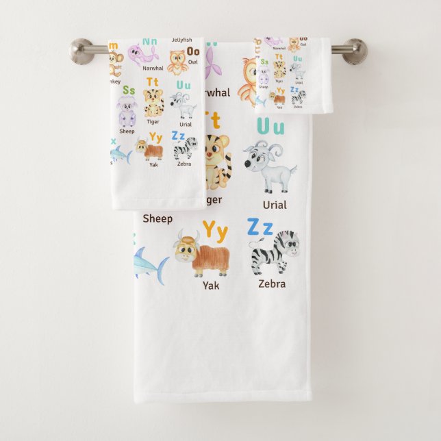 Conjunto De Toalhas Alphabet Animal ABC Animais de estimação (Insitu)