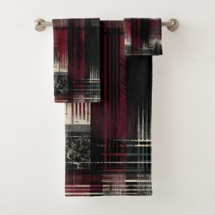 Conjunto De Toalhas Alternativo Sujo Espancado Padrão Xadrez Grunge