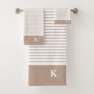 Conjunto De Toalhas Altura Branca, neutra, monogramada, riscada