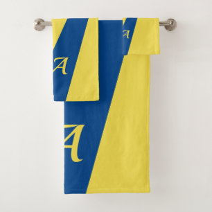 Conjunto De Toalhas Amarelo-azul, moderno e elegante, monograma em neg