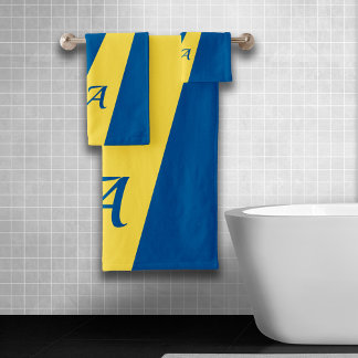 Conjunto De Toalhas Amarelo azul moderno elegante chique monograma ous