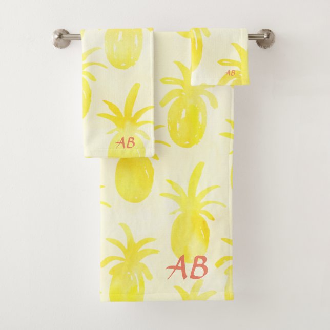 Conjunto De Toalhas Amarelo de abacaxi (Insitu)