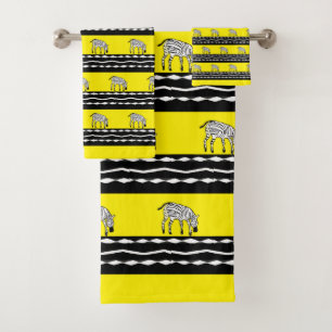 Conjunto De Toalhas Amarelo de zebras quenianas e cegas