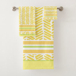 Conjunto De Toalhas Amarelo Design, Verde, Laranja, Branco Contemporân