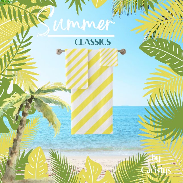 Conjunto De Toalhas Amarelo e Branco listrados (Criador carregado)