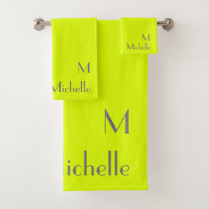 Conjunto De Toalhas amarelo fluorescente - personalizado