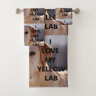 Conjunto De Toalhas amarelo labrador love w pic