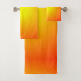 Conjunto De Toalhas Amarelo Laranja Vermelho Fogo Solar Brilhante Aleg