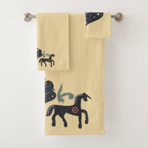 Conjunto De Toalhas Amarelo-sol com padrão escandinavo