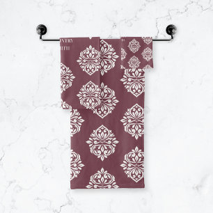 Conjunto De Toalhas Ambience do Damask Personalizado Vermelho do Tusca