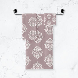 Conjunto De Toalhas Ambiência Damask Personalizada Toscânia Rosa Pálid