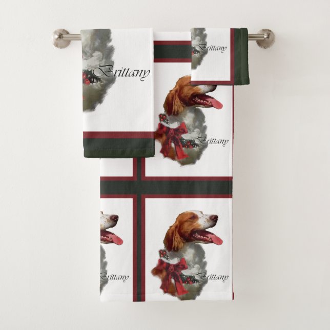 Conjunto De Toalhas American Brittany Spaniel Natal (Insitu)