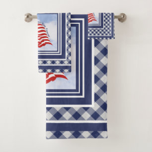 Conjunto De Toalhas American Flag Illustration Red White Blue Control
