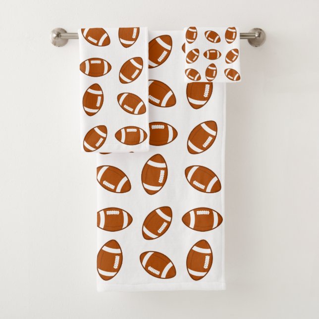 Conjunto De Toalhas American Football Ball Patterno on White (Insitu)