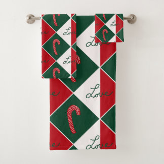 Conjunto De Toalhas Amor e Bengalas de Natal
