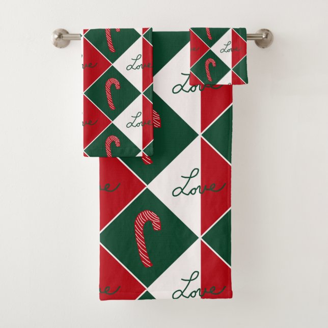 Conjunto De Toalhas Amor e Bengalas de Natal (Insitu)