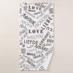 Conjunto De Toalhas AMOR - Vários Idiomas - Personalizável Internaci