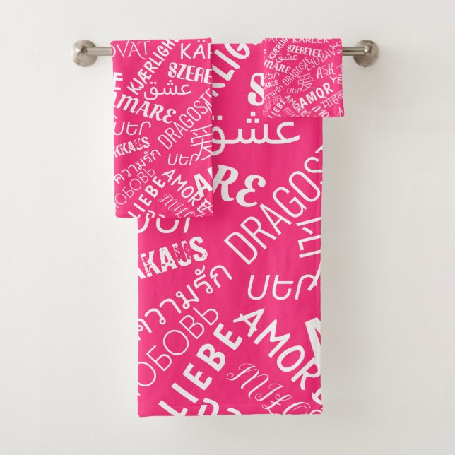 Conjunto De Toalhas AMOR - Vários Idiomas - Personalizável Internacion (Insitu)