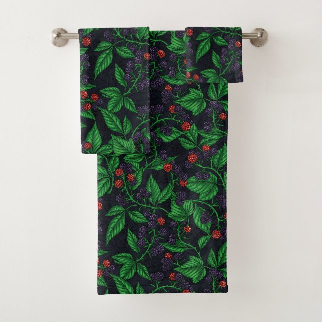 Conjunto De Toalhas Amoras negras em cinzas escuras (Insitu)