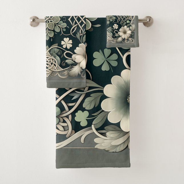 Conjunto De Toalhas Amuleto Floral Trevo Celta (Insitu)