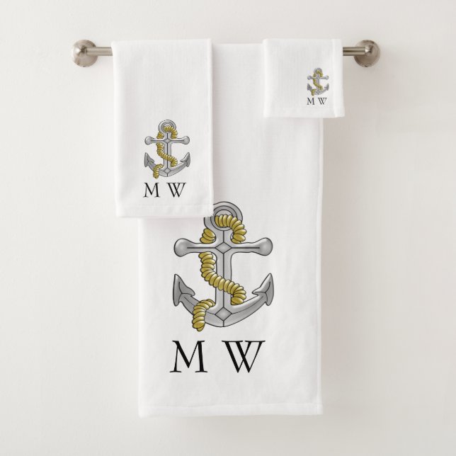 Conjunto De Toalhas Anchor Design Monogrammed (Insitu)