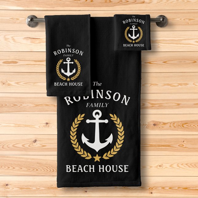 Conjunto De Toalhas Anchor Dourado Laurel Star Black (Criador carregado)