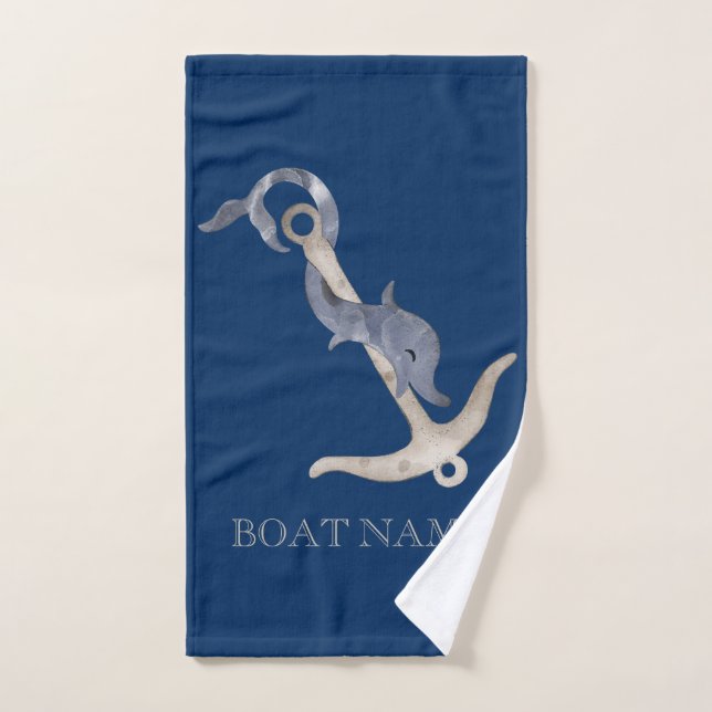 Conjunto De Toalhas Âncora Espírito Náutico Golfinho Azul Marinho (Toalha de mão)