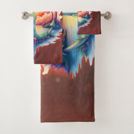 Conjunto De Toalhas Âncora solar num paraíso tropical.