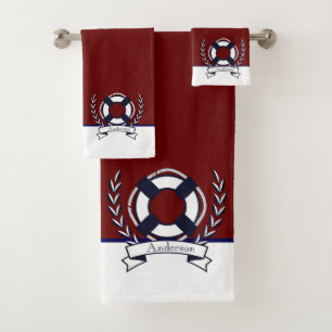 Conjunto De Toalhas Ancoragem Náutica Personalizada - Marinho Azul B