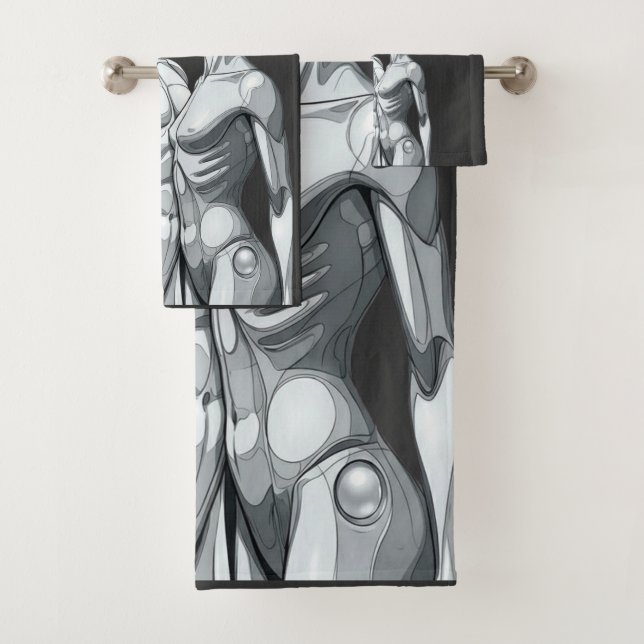 Conjunto De Toalhas Android Union: Cyborg Couple Futuristic Bath Towel (Insitu)