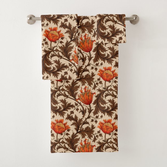 Conjunto De Toalhas Anêmona, bege, Brown e oxidação de William Morris (Insitu)