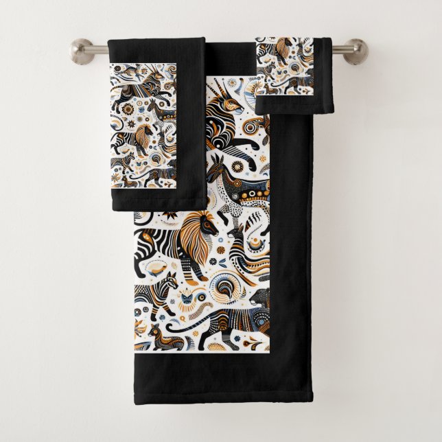 Conjunto De Toalhas Animais Africanos Padrão Tribal (Insitu)