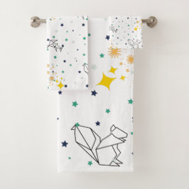 Conjunto De Toalhas Animais de desenho adoráveis estrelas crianças bra