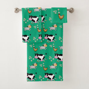 Conjunto De Toalhas animais de fazenda engraçados