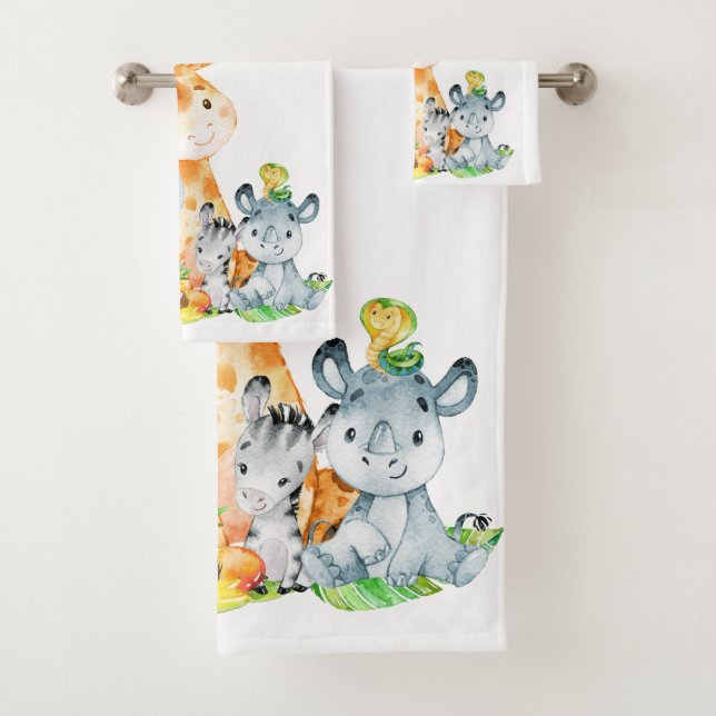 Conjunto De Toalhas Animais Selvagem Safari Cótaro Azul (Insitu)