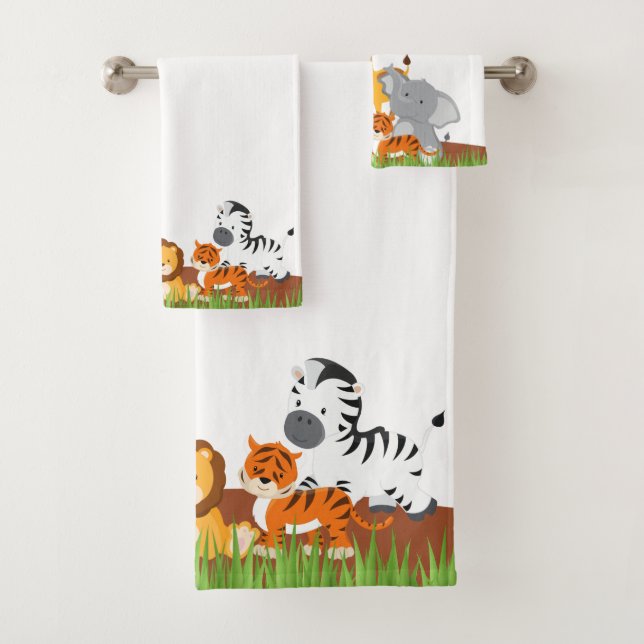 Conjunto De Toalhas Animal bonito do bebê da selva (Insitu)
