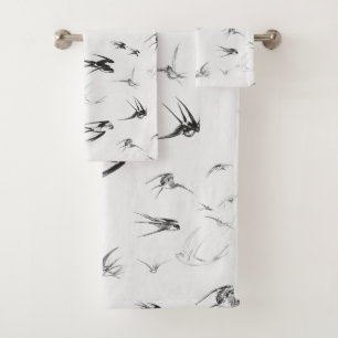 Conjunto De Toalhas Animal retro da natureza do pássaro da andorinha