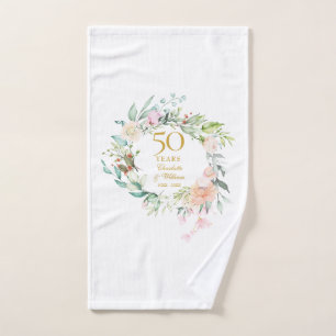 Conjunto De Toalhas Aniversário de 50 anos de casamento em aquarela fl