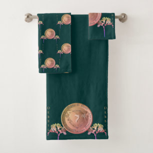 Conjunto De Toalhas Aniversário de Casamento de 7 Copper Fresia