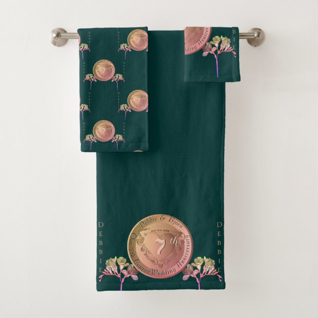 Conjunto De Toalhas Aniversário de Casamento de 7 Copper Fresia (Insitu)