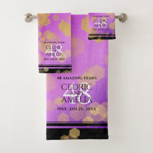 Conjunto De Toalhas Aniversário de Casamento de Ametist 48º Elegante