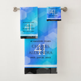 Conjunto De Toalhas Aniversário de Casamento de Topaz Azul Elegante 41